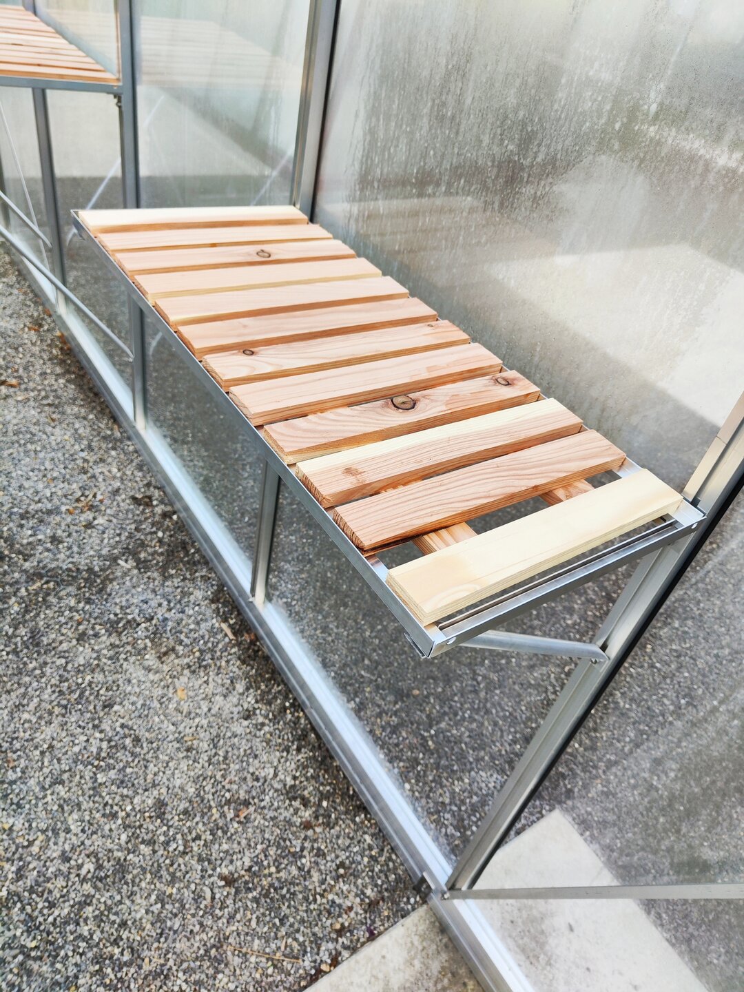 Schap met houten inleg 1 ruit 71,5 cm x 32 cm - blank aluminium