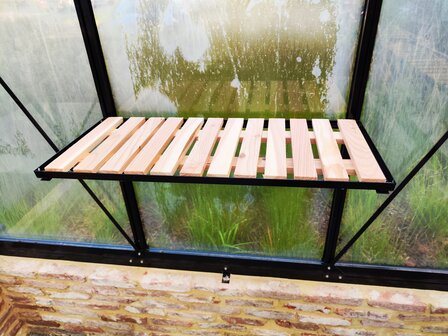 schap met houten inleg 1 ruit 71,5 cm x 32 cm - RAL 9005 zwart