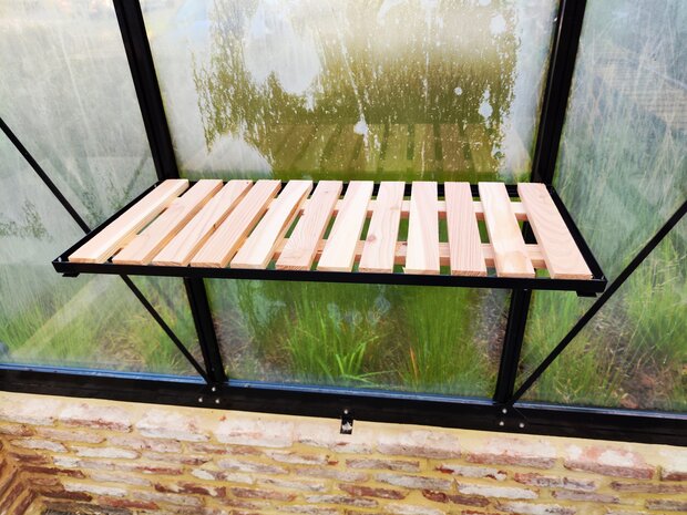 schap met houten inleg 1 ruit 71,5 cm x 32 cm - RAL 9005 zwart